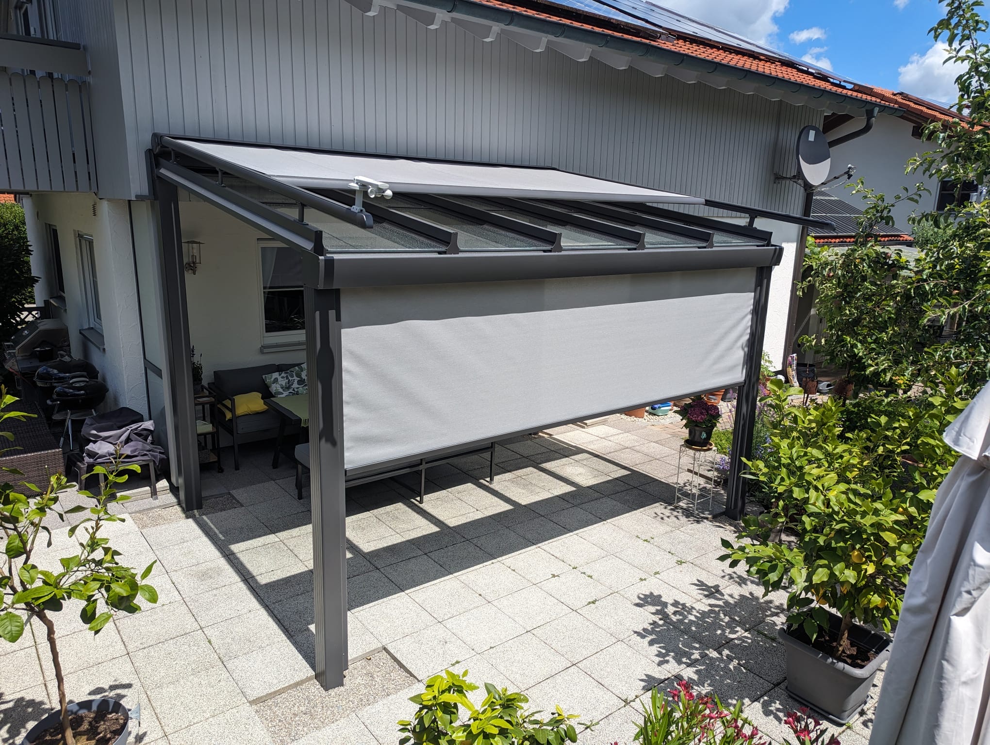 Terrassenüberdachung mit Rundumschutz, Ebersberg